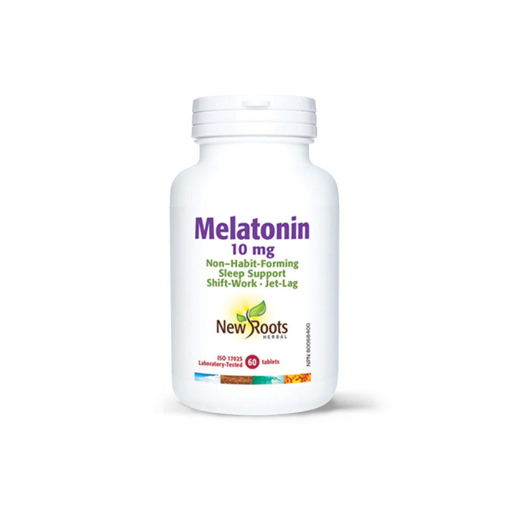 NEW ROOTS HERBAL / MELATONIN 10 MG – TÁMOGATJA AZ ALVÁST, HAT AZ ÁLMATLANSÁGRA ÉS AZ ALVÁSZAVAROKRA